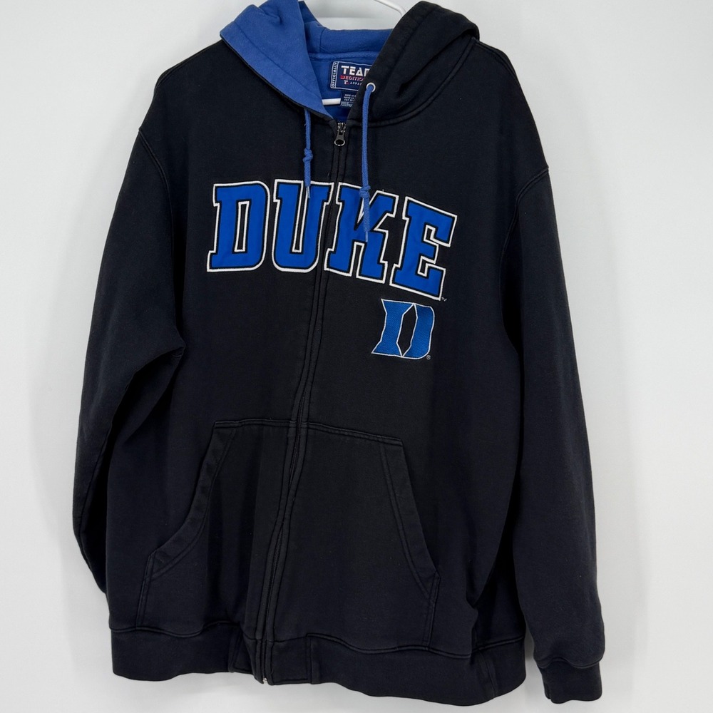 Team Edition Duke Blue Devils Mens Full Zip‎ Hoodie Black Blue Adult Large
